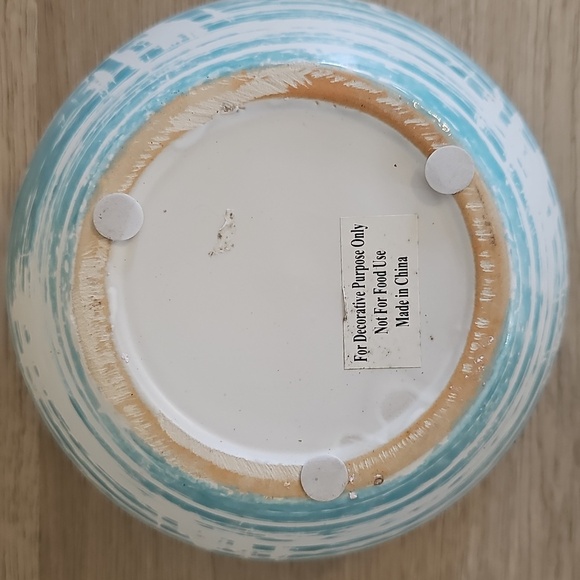 Ceramic Bowl/Planter Tye Die Teal  & White 7.5" x 4" EUC - Picture 10 of 12